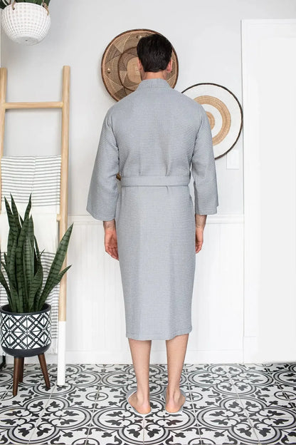 Waffle Spa Bathrobe for Men - Absorbent, Lightweight - Plush Fashion Hub