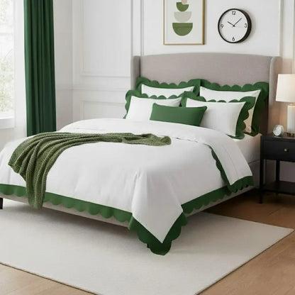 Wavy Applique Embroidery Cotton Duvet Cover Set - Plush Fashion Hub