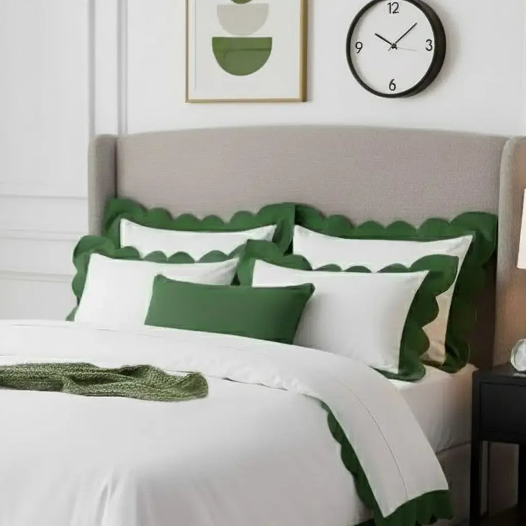 Wavy Applique Embroidery Cotton Duvet Cover Set - Plush Fashion Hub