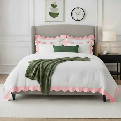 Wavy Applique Embroidery Cotton Duvet Cover Set - Plush Fashion Hub