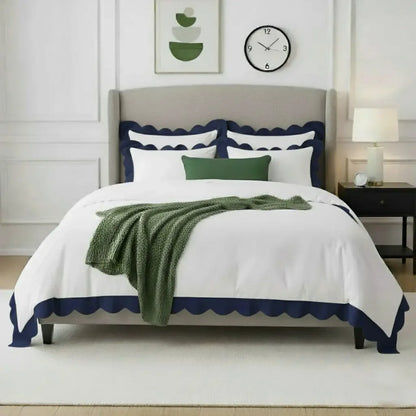 Wavy Applique Embroidery Cotton Duvet Cover Set - Plush Fashion Hub