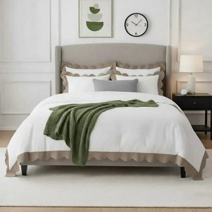 Wavy Applique Embroidery Cotton Duvet Cover Set - Plush Fashion Hub