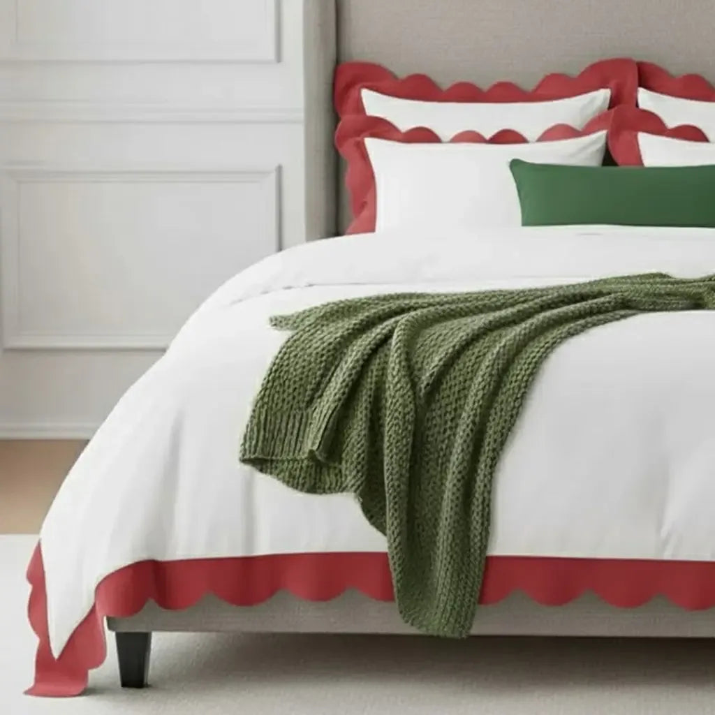 Wavy Applique Embroidery Cotton Duvet Cover Set - Plush Fashion Hub