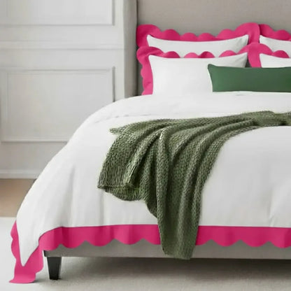 Wavy Applique Embroidery Cotton Duvet Cover Set - Plush Fashion Hub