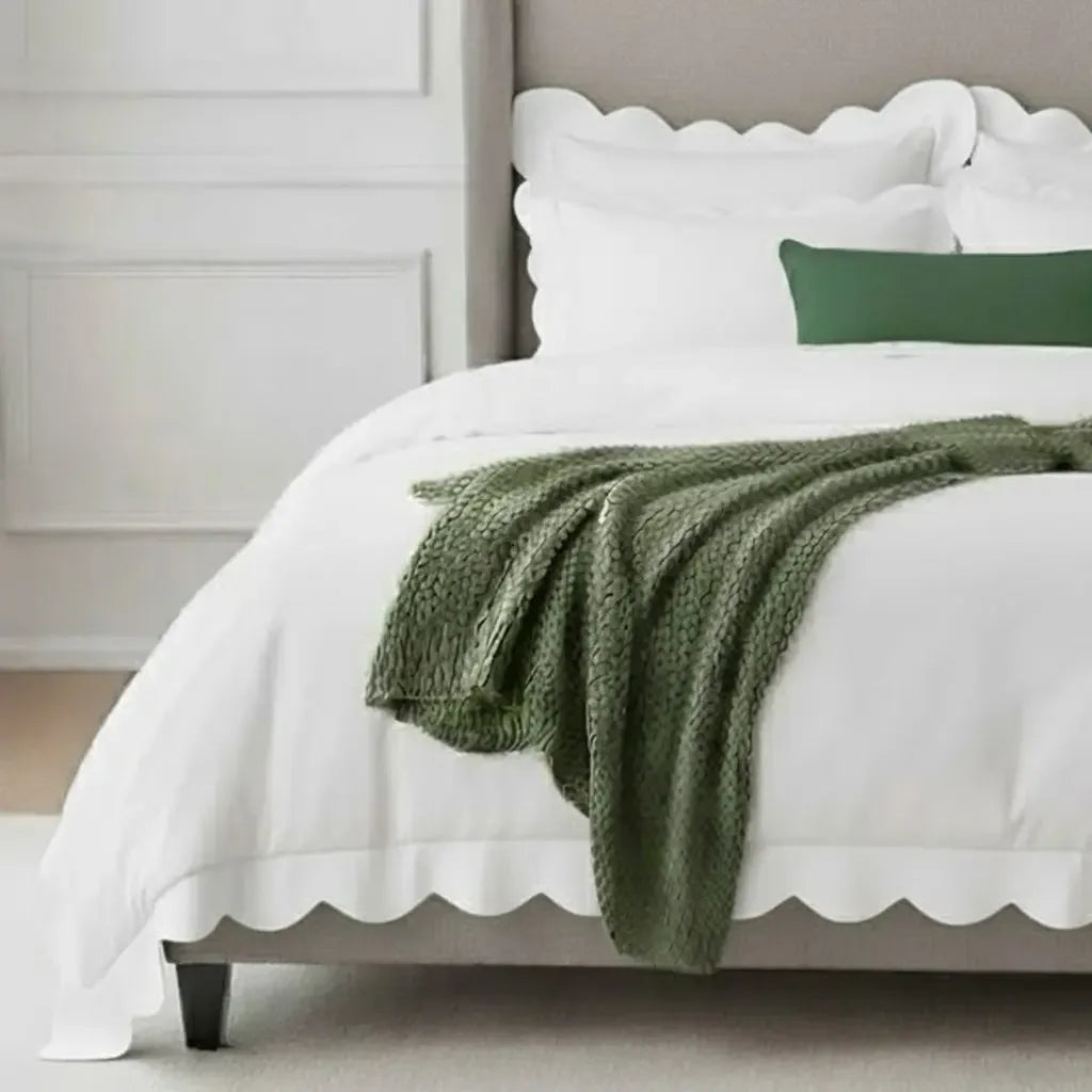 Wavy Applique Embroidery Cotton Duvet Cover Set - Plush Fashion Hub