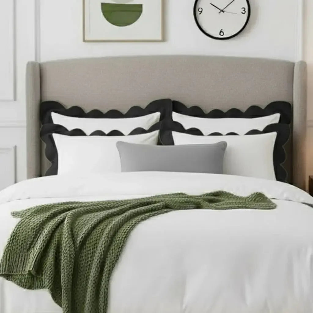 Wavy Applique Embroidery Cotton Duvet Cover Set - Plush Fashion Hub