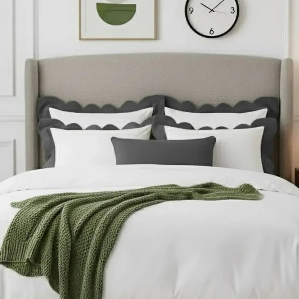 Wavy Applique Embroidery Cotton Duvet Cover Set - Plush Fashion Hub