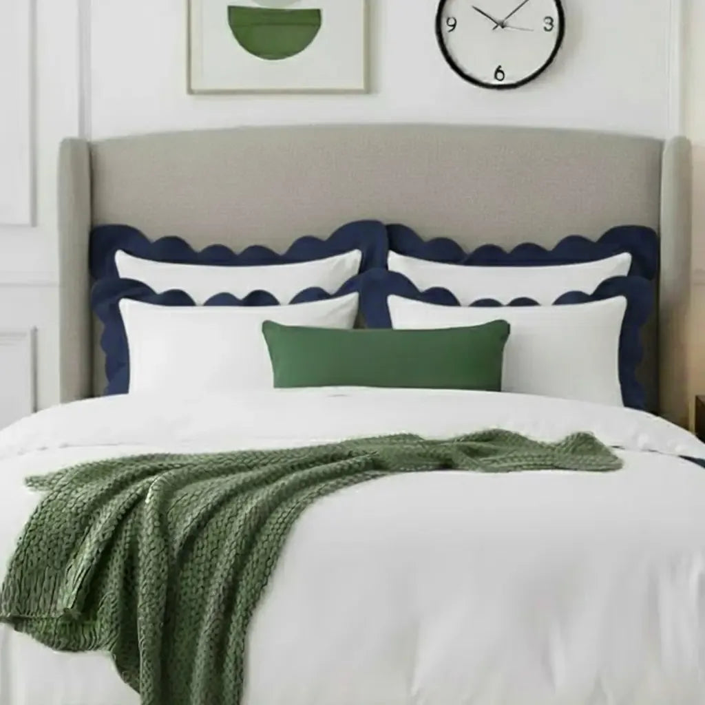 Wavy Applique Embroidery Cotton Duvet Cover Set - Plush Fashion Hub