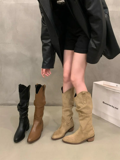 Western Cowboy Pointed Toe Boots - Plush Fashion Hub