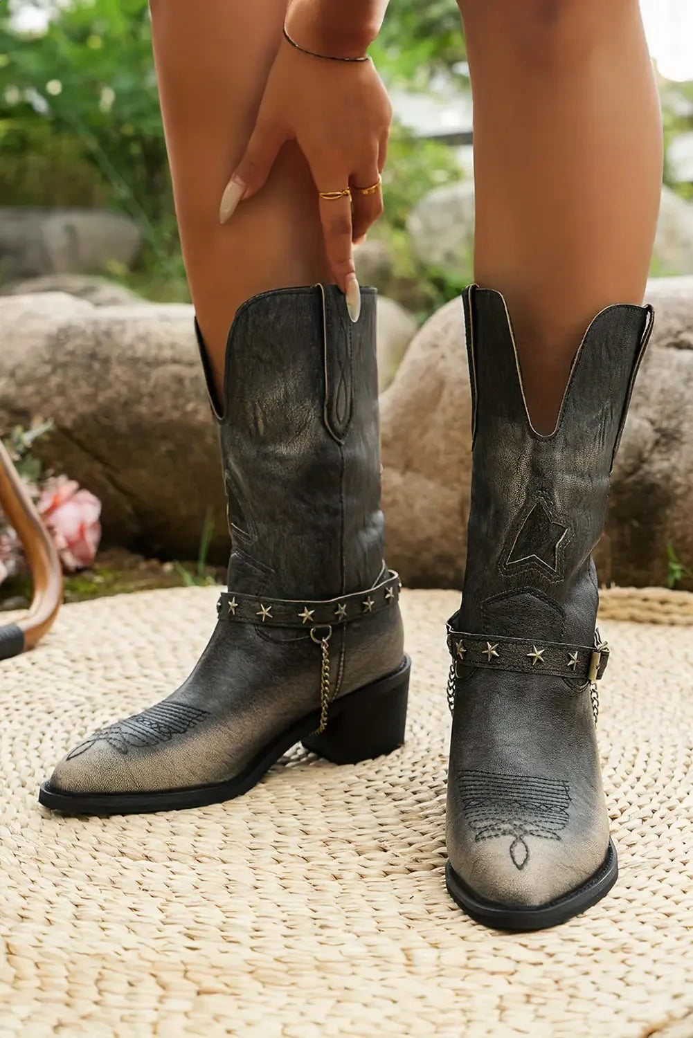 Western Distressed Boots - Plush Fashion Hub