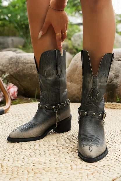Western Distressed Boots - Plush Fashion Hub