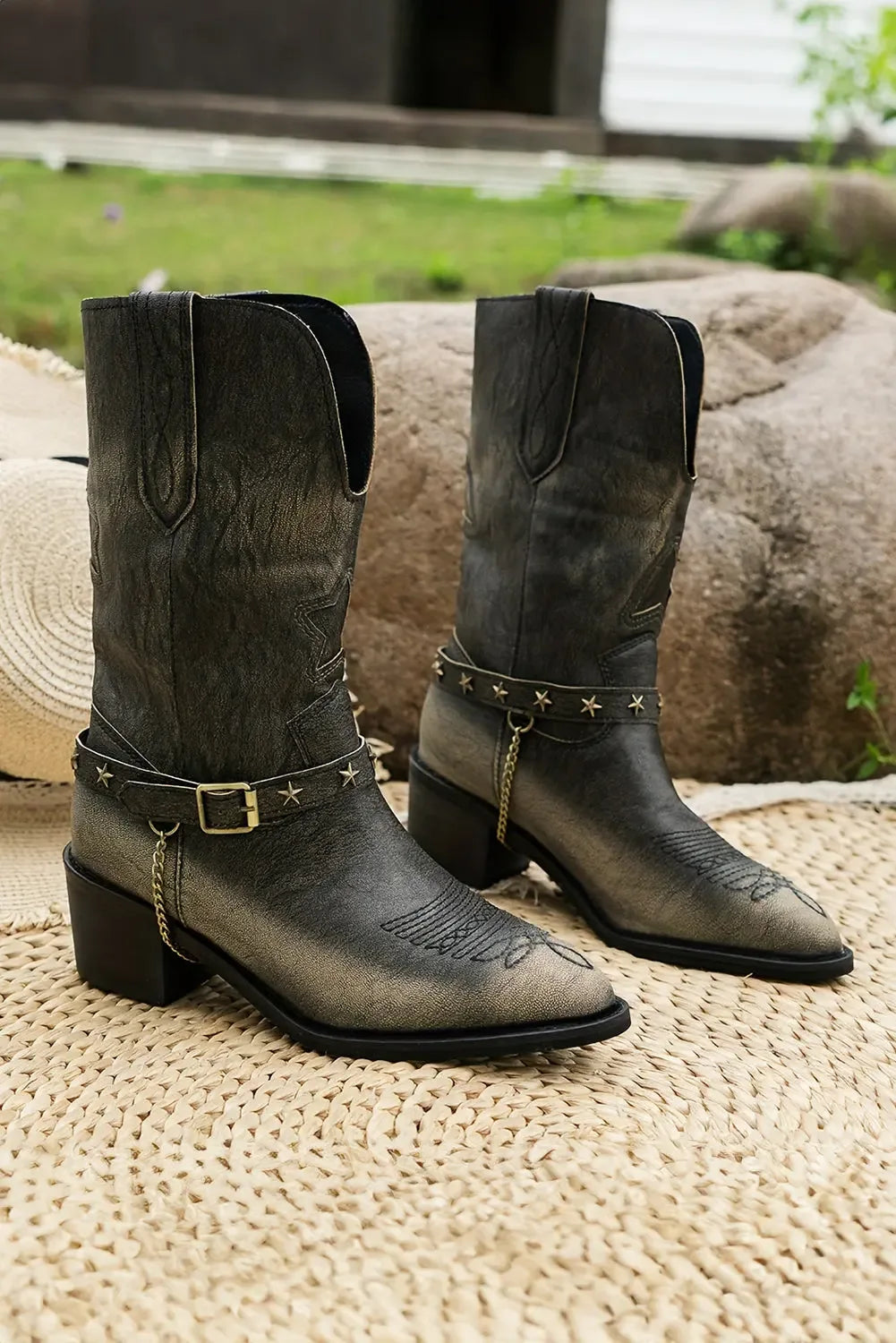 Western Distressed Boots - Plush Fashion Hub