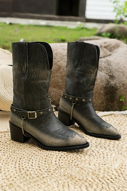 Western Distressed Boots - Plush Fashion Hub