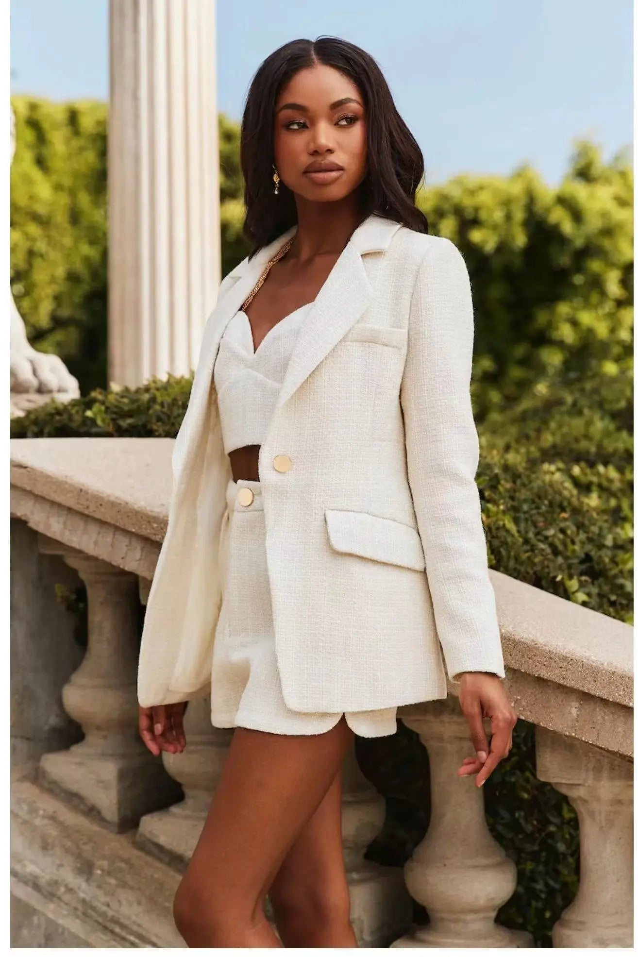 White Chic Blazer Suit Ensemble Pretty Little Patriot