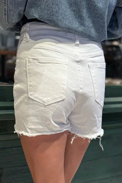 White Distressed Denim Shorts Pretty Little Patriot
