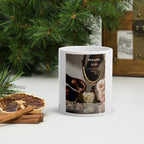 White glossy ceramic coffee mug from Plush Fashion Hub featuring a sleek modern minimalist design.