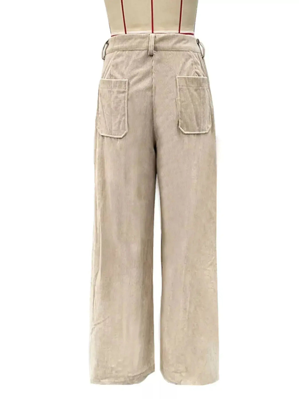 Women's high-waisted wide-leg corduroy pants from Plush Fashion Hub, featuring a relaxed fit and textured fabric.