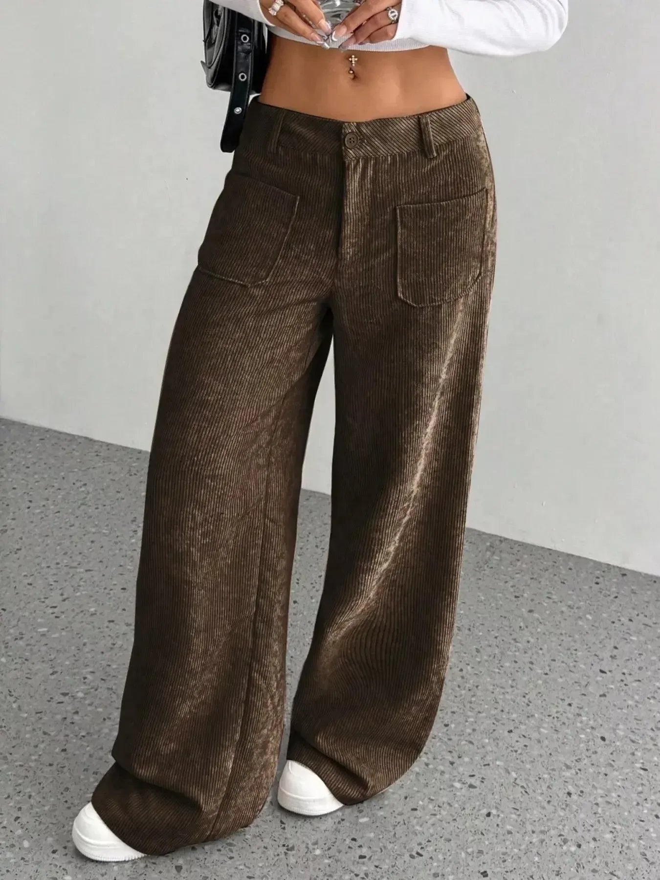 Wide Leg Corduroy Pants - Plush Fashion Hub
