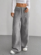 Women’s high-waisted wide-leg corduroy trousers by Plush Fashion Hub, featuring a textured fabric and relaxed fit.