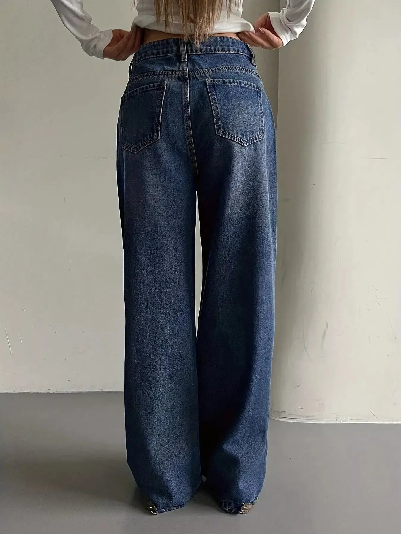 Wide Leg Vintage Wash Jeans - Plush Fashion Hub