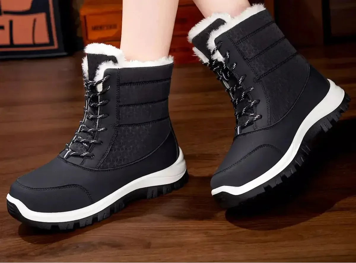 Winte Snow Boots with Warm Fur Lining - Plush Fashion Hub