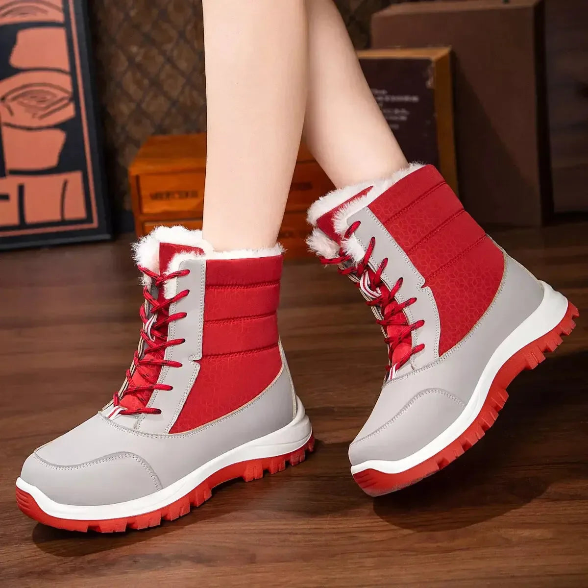 Winte Snow Boots with Warm Fur Lining - Plush Fashion Hub