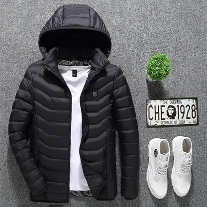 Winter Heated Jacket USB Electric Cotton Coat Zip-up Heater Thermal Clothing Heating Vest For Men - Plush Fashion Hub