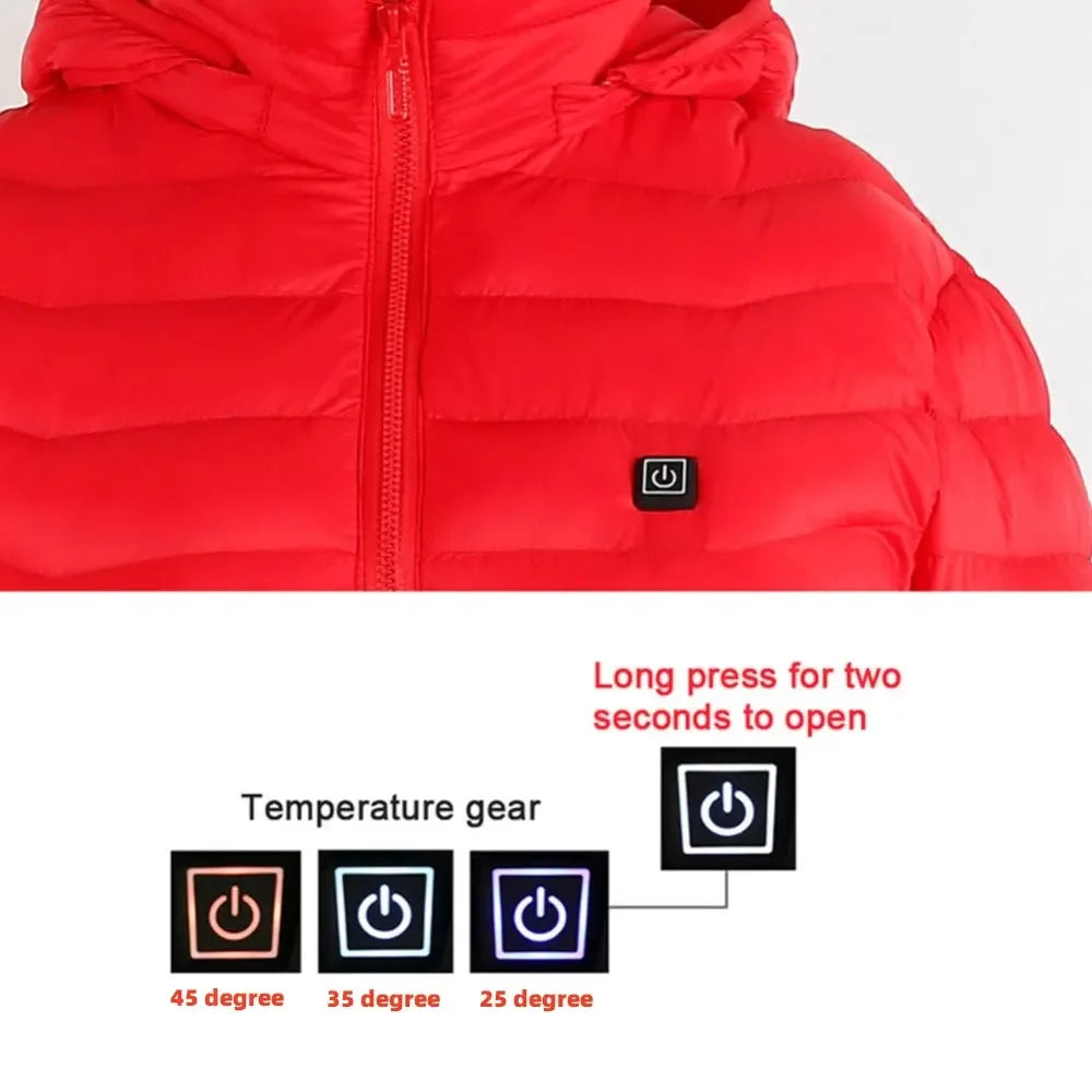 Winter Heated Jacket USB Electric Cotton Coat Zip-up Heater Thermal Clothing Heating Vest For Men - Plush Fashion Hub