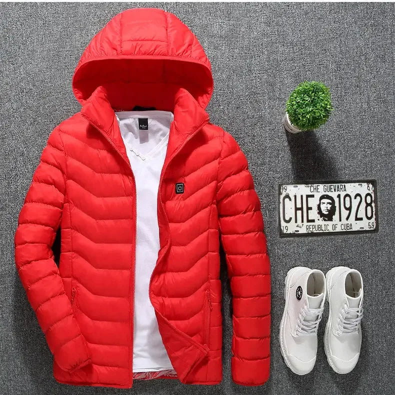 Winter Heated Jacket USB Electric Cotton Coat Zip-up Heater Thermal Clothing Heating Vest For Men - Plush Fashion Hub