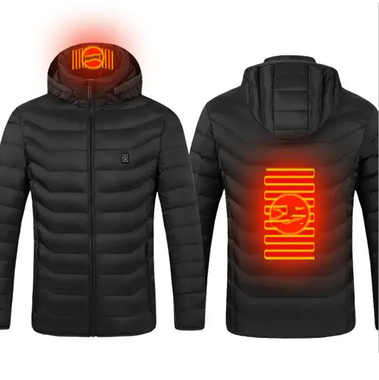 Winter Heated Jacket USB Electric Cotton Coat Zip-up Heater Thermal Clothing Heating Vest For Men - Plush Fashion Hub