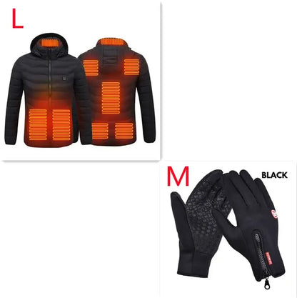 Winter Heated Jacket USB Electric Cotton Coat Zip-up Heater Thermal Clothing Heating Vest For Men - Plush Fashion Hub