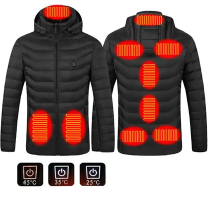 Winter Heated Jacket USB Electric Cotton Coat Zip-up Heater Thermal Clothing Heating Vest For Men - Plush Fashion Hub