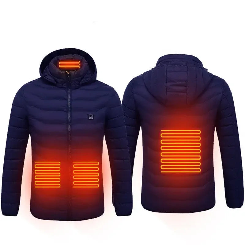 Winter Heated Jacket USB Electric Cotton Coat Zip-up Heater Thermal Clothing Heating Vest For Men - Plush Fashion Hub