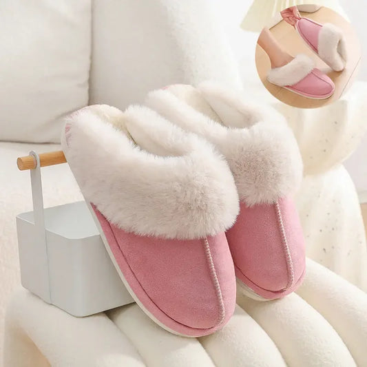 Winter Warm Plush Home Slippers Indoor Fur Slippers Women Soft Lined Cotton Shoes - Plush Fashion Hub