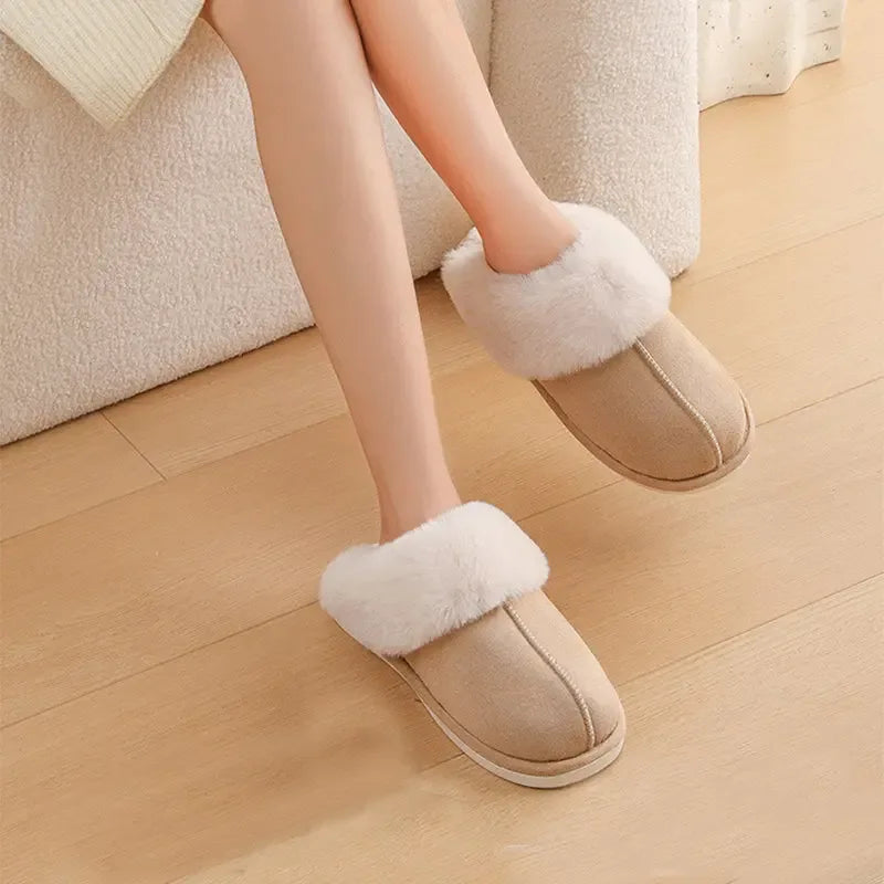 Winter Warm Plush Home Slippers Indoor Fur Slippers Women Soft Lined Cotton Shoes - Plush Fashion Hub