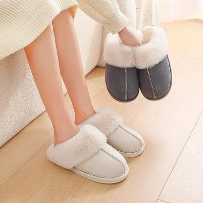 Winter Warm Plush Home Slippers Indoor Fur Slippers Women Soft Lined Cotton Shoes - Plush Fashion Hub