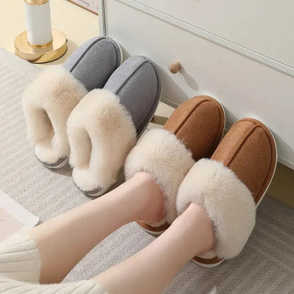 Winter Warm Plush Home Slippers Indoor Fur Slippers Women Soft Lined Cotton Shoes - Plush Fashion Hub