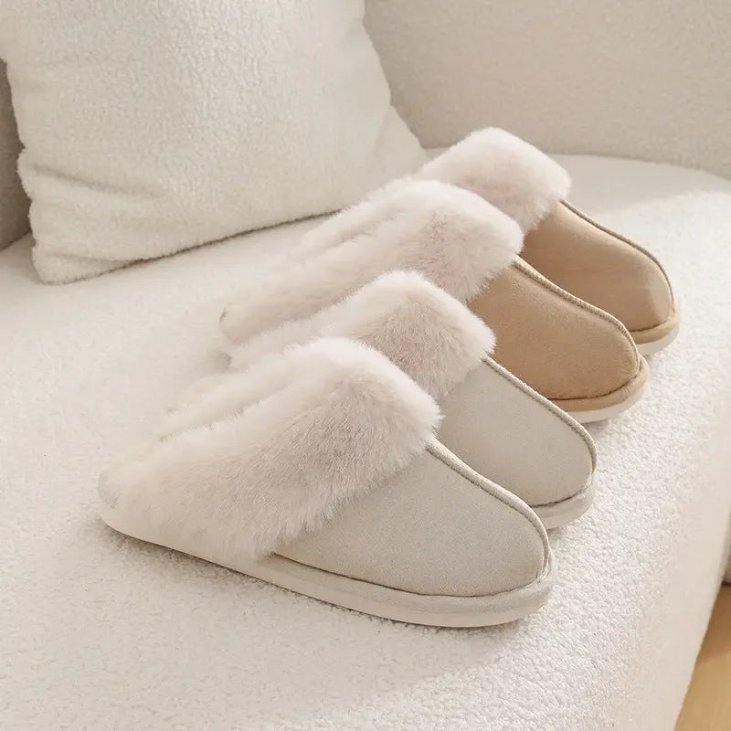 Winter Warm Plush Home Slippers Indoor Fur Slippers Women Soft Lined Cotton Shoes - Plush Fashion Hub