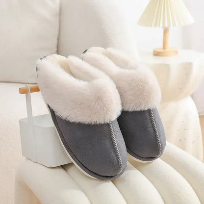 Winter Warm Plush Home Slippers Indoor Fur Slippers Women Soft Lined Cotton Shoes - Plush Fashion Hub