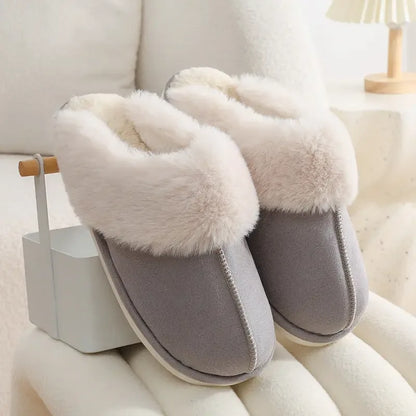 Winter Warm Plush Home Slippers Indoor Fur Slippers Women Soft Lined Cotton Shoes - Plush Fashion Hub