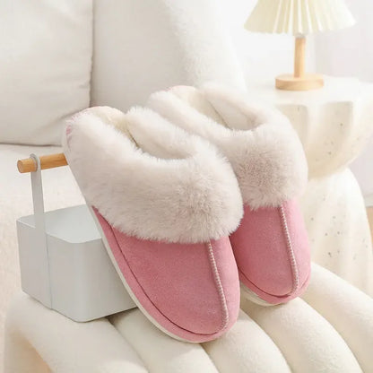 Winter Warm Plush Home Slippers Indoor Fur Slippers Women Soft Lined Cotton Shoes - Plush Fashion Hub