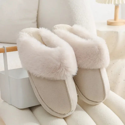 Winter Warm Plush Home Slippers Indoor Fur Slippers Women Soft Lined Cotton Shoes - Plush Fashion Hub