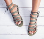 Plus size European style gladiator sandals for women with multiple straps, in a summer fashion design by Trendy Attic Store01