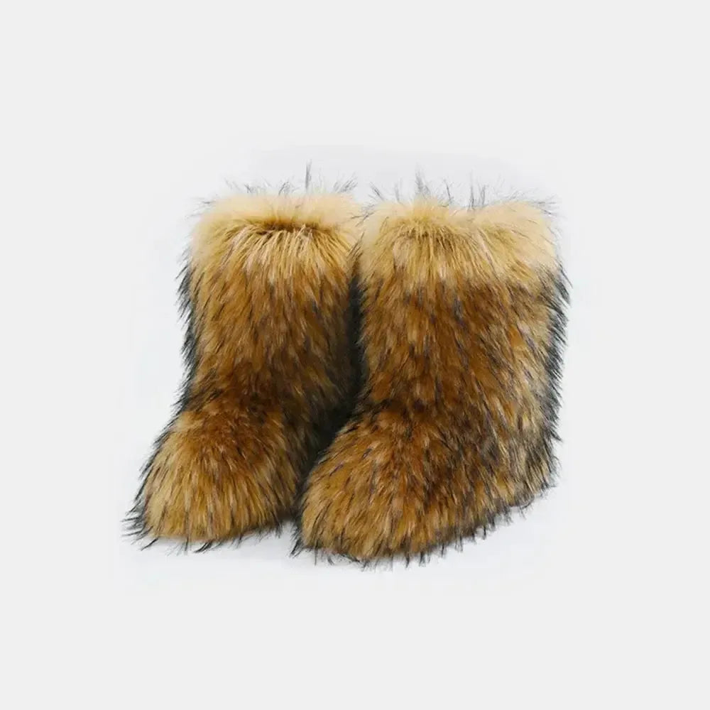 Women Fuzzy Platform Boots - Plush Fashion Hub