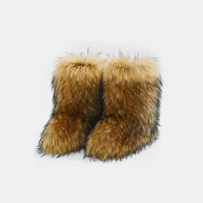 Women Fuzzy Platform Boots - Plush Fashion Hub