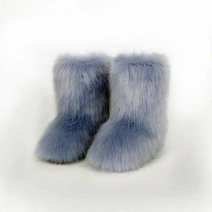 Women Fuzzy Platform Boots - Plush Fashion Hub