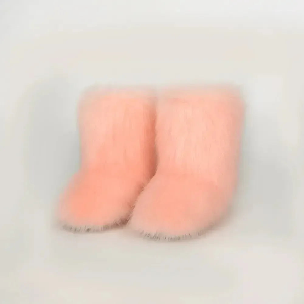 Women Fuzzy Platform Boots - Plush Fashion Hub