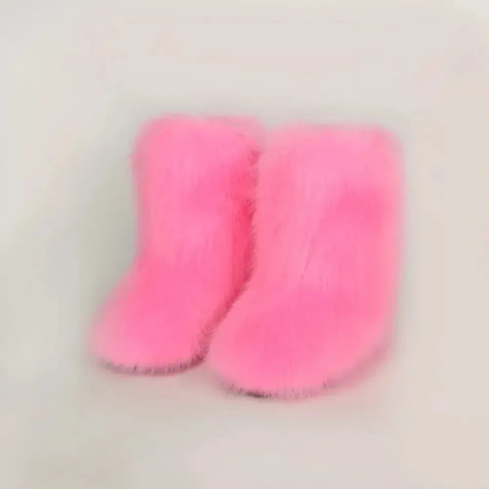 Women Fuzzy Platform Boots - Plush Fashion Hub