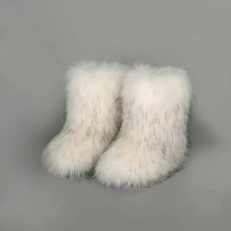 Women Fuzzy Platform Boots - Plush Fashion Hub