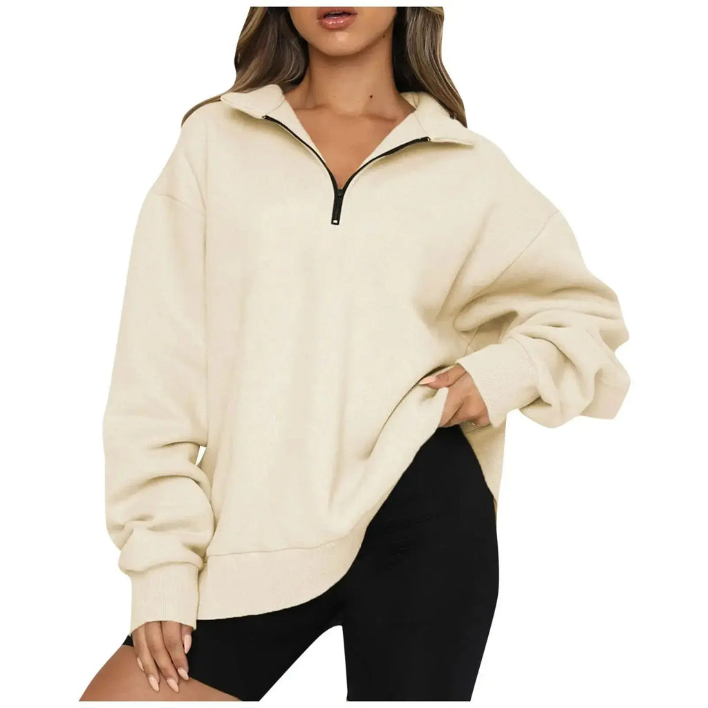 Women’s lightweight nylon hoodie with zip collar and loose fit, casual and comfortable, by Plush Fashion Hub.